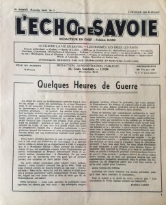 L'Echo de savoie n° 7 editorial