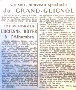 L'aurore 7 décembre 1953 Grand Guignol