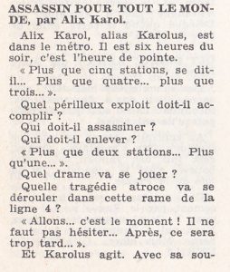Informations Fleuve Noir n°108 février 1974 Alix Karol