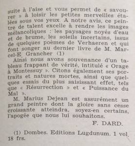 Le Mois à Lyon juillet 1939 expo Dejean texte Dard suite