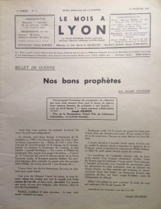 Le Mois à Lyon février 1940 éditorial