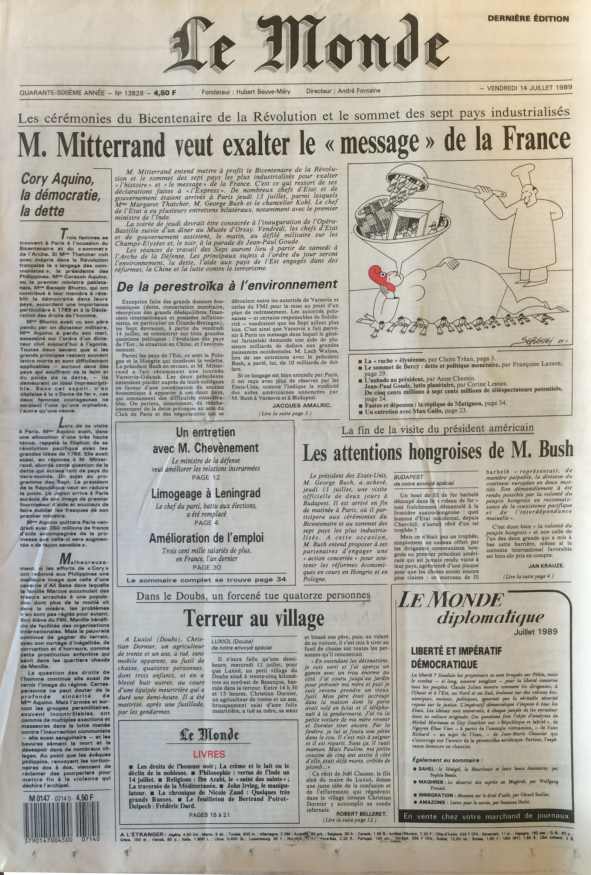 Le Monde 14 juillet 1989