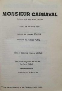 Livret Monsieur Carnaval titre