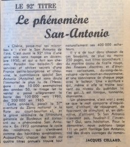 Le Monde 26 aout 1977 Le phénomène san-Antonio