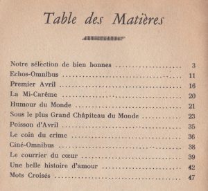 Lectures Omnibus n°18 table des matières