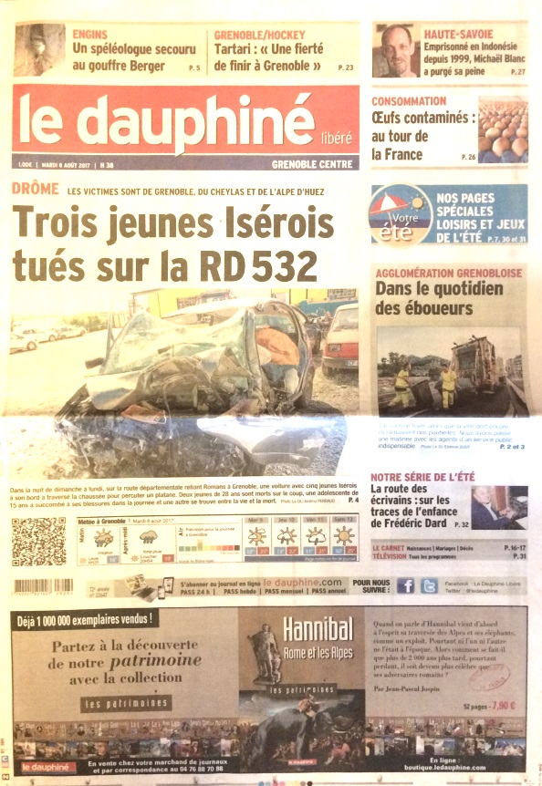 Le Dauphiné libéré 8 août 2017