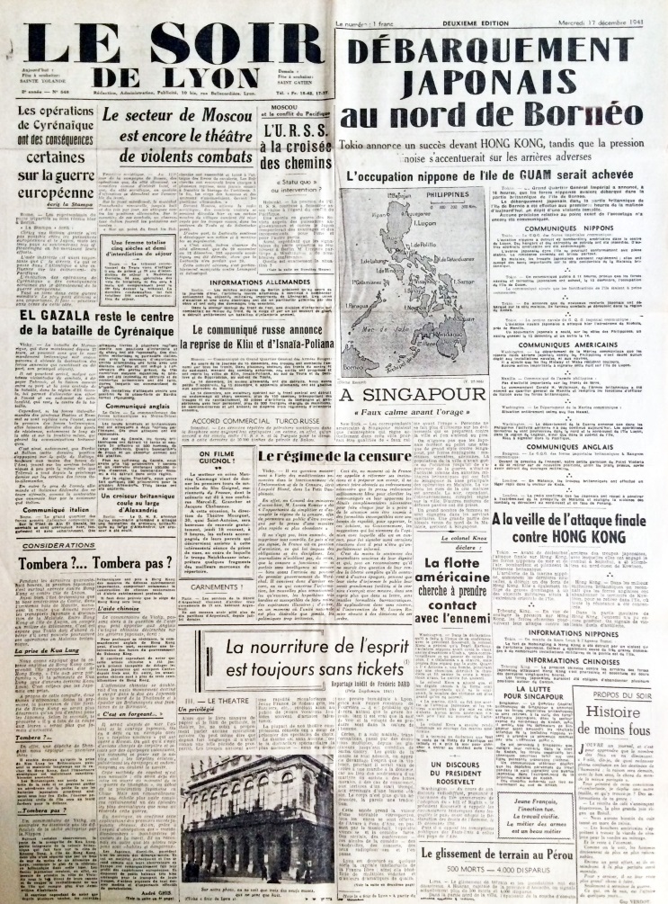 Le Soir de Lyon n°548 17 décembre 1941