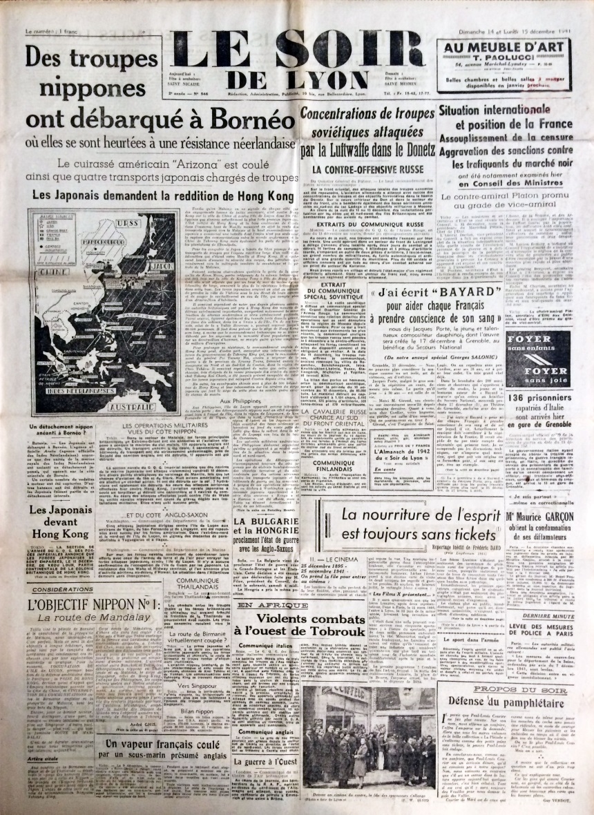 Le Soir de Lyon n°546 14 et 15 décembre 1941