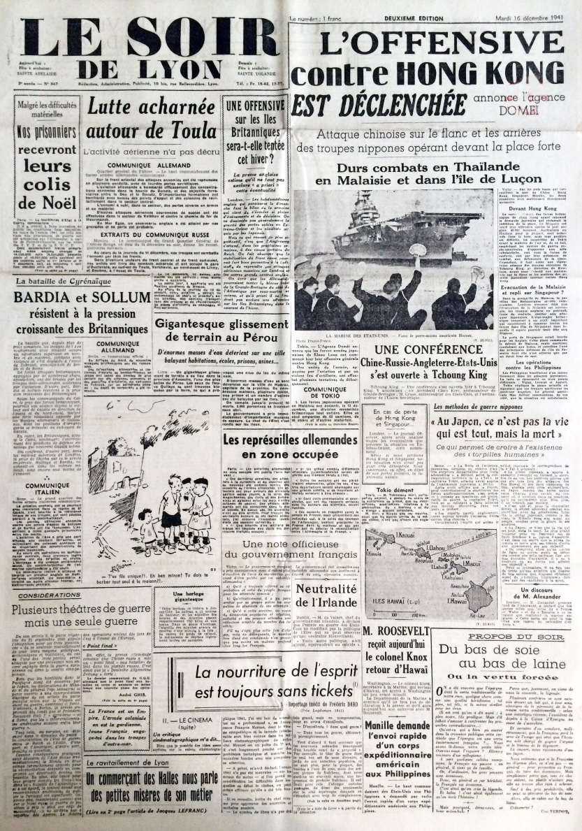 Le Soir de Lyon n°547 16 décembre 1941 .