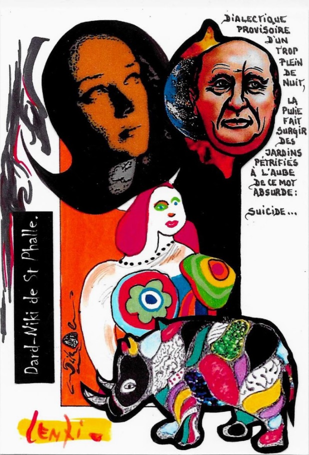 CPM LARDIE Jihel LENZI Frédéric DARD San Antonio Niki de Saint Phalle tirage signé numéroté en 30 exemplaires 4