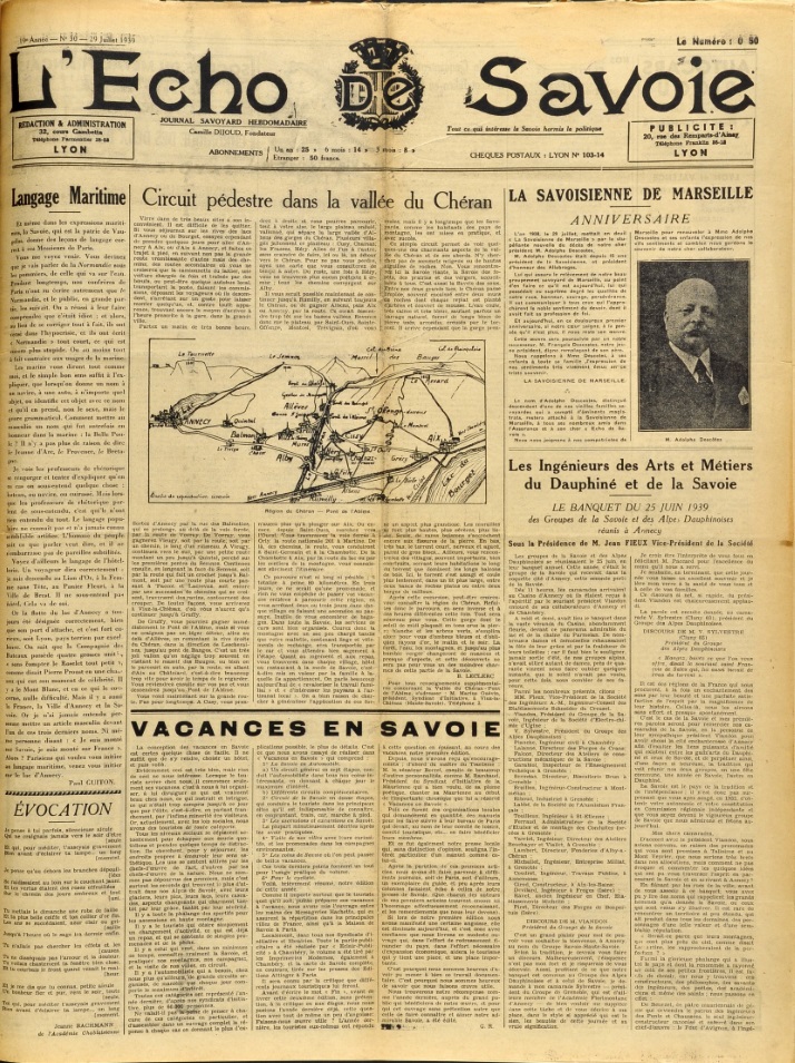L'Echo de Savoie 29 juillet 1939