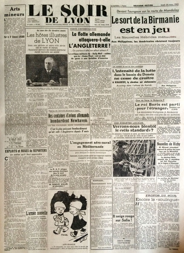 Le soir de Lyon n°634 26 mars 1942