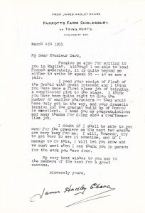 Lettre Chase à Dard 4 mars 1955